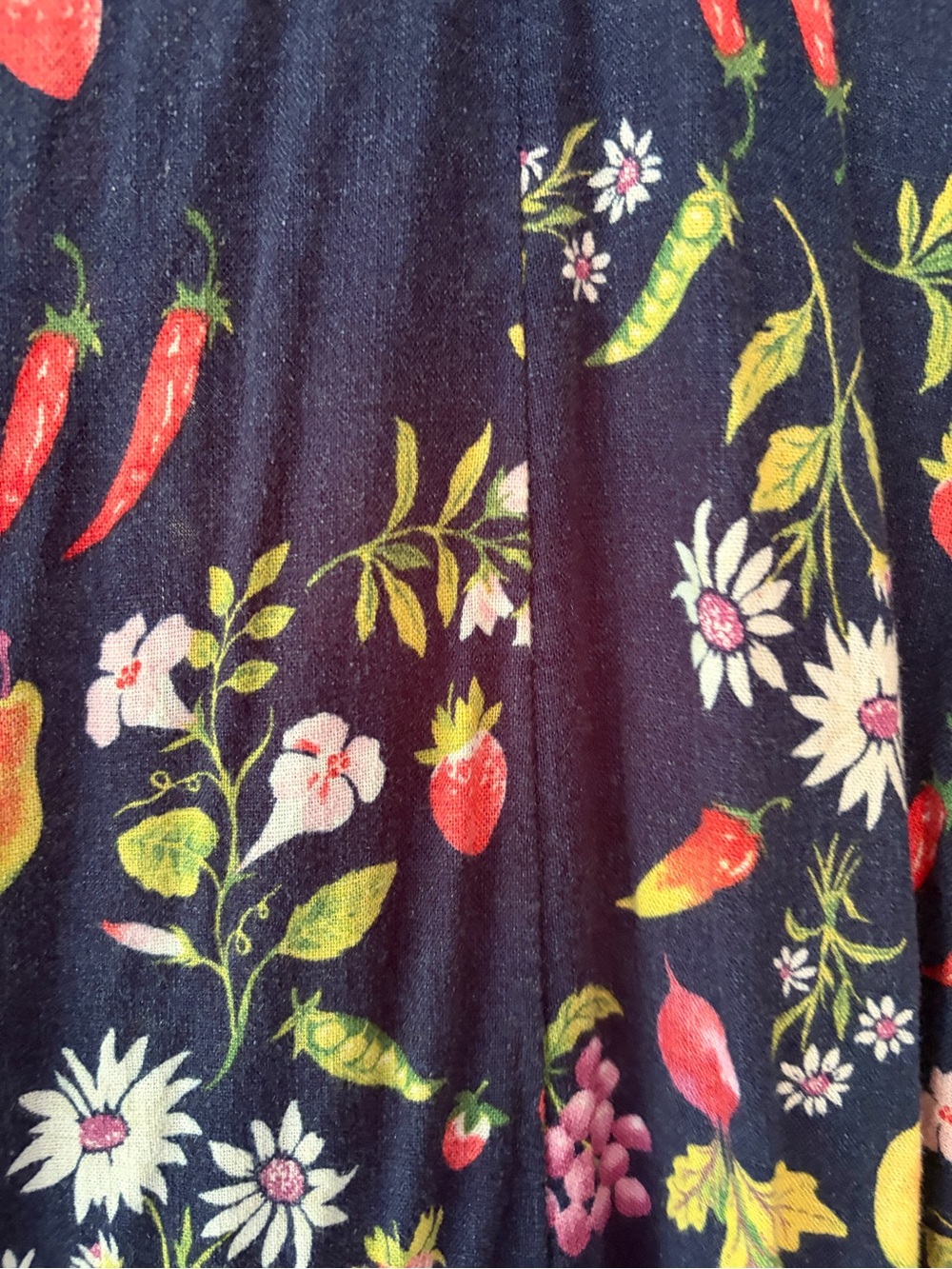 Navy Floral Fit and Flare Linen Midi Dress with Pockets - Picture 6 of 11